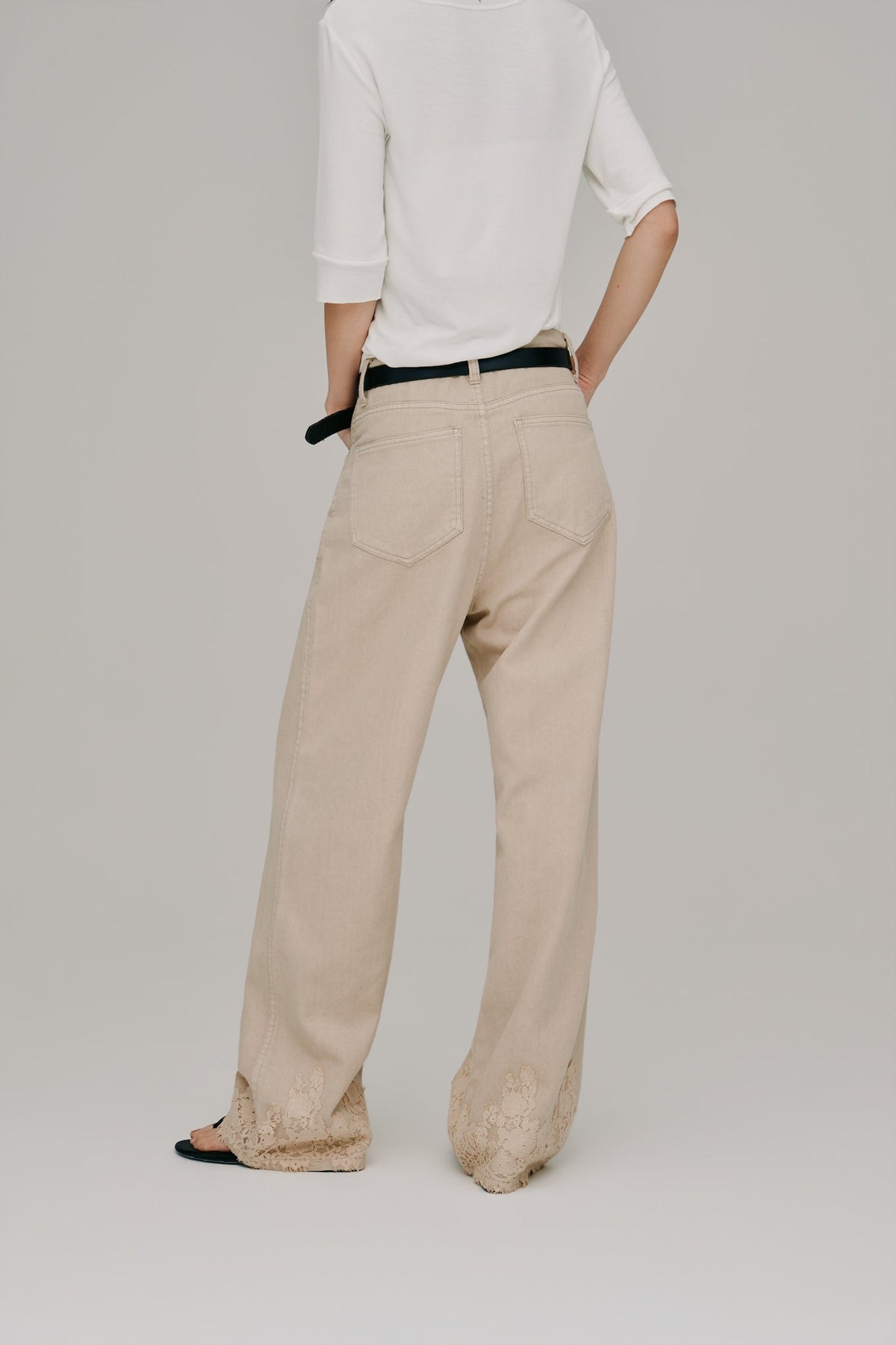 【Hella 2027 SS】lace hem denim pants - 2月下旬頃発送 - Champdelarose