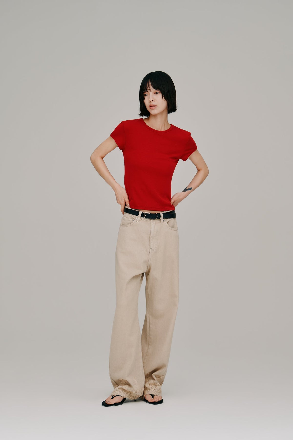 【Hella 2027 SS】lace hem denim pants - 2月下旬頃発送 - Champdelarose