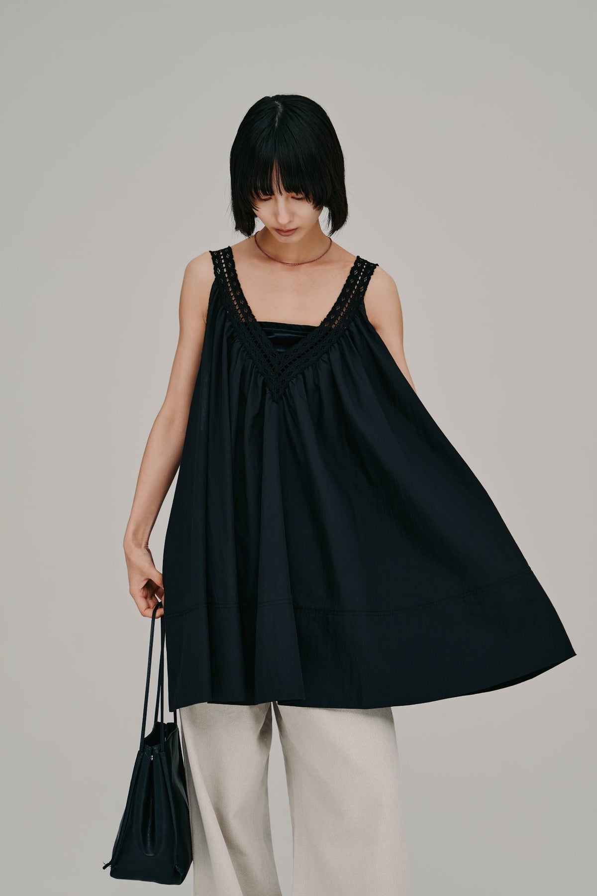 【Hella 2027 SS】lace trim gather tunic - 3月下旬頃発送 - Champdelarose