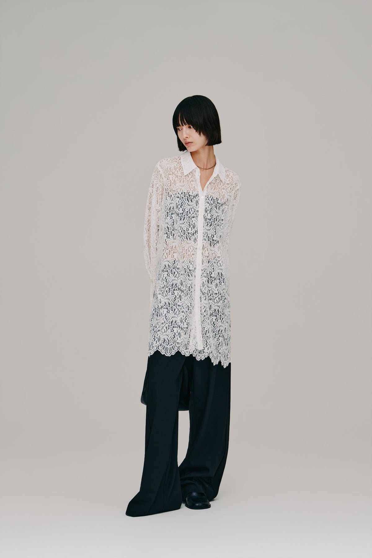 【Hella 2027 SS】scalloped lace shirt - 4月下旬頃発送 - Champdelarose