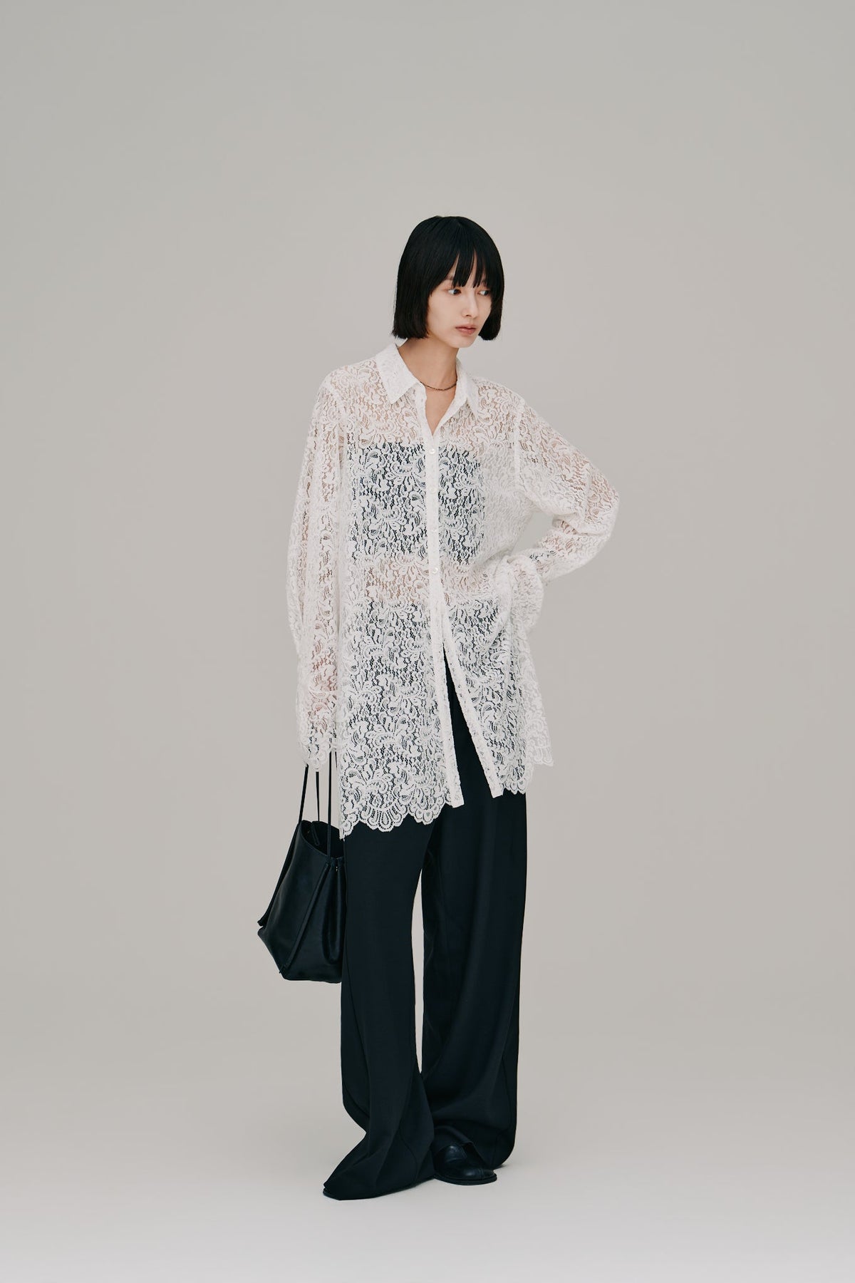 【Hella 2027 SS】scalloped lace shirt - 4月下旬頃発送 - Champdelarose