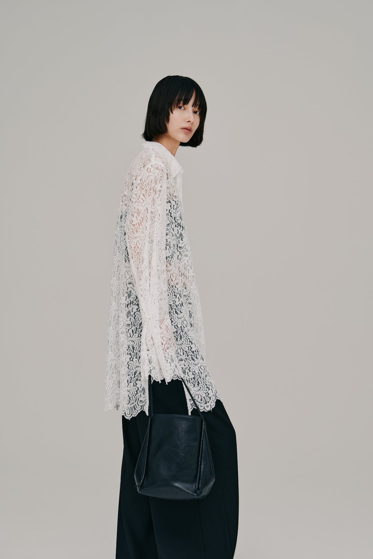 【Hella 2027 SS】scalloped lace shirt - 4月下旬頃発送 - Champdelarose