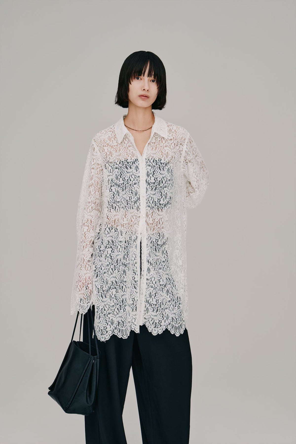 【Hella 2027 SS】scalloped lace shirt - 4月下旬頃発送 - Champdelarose