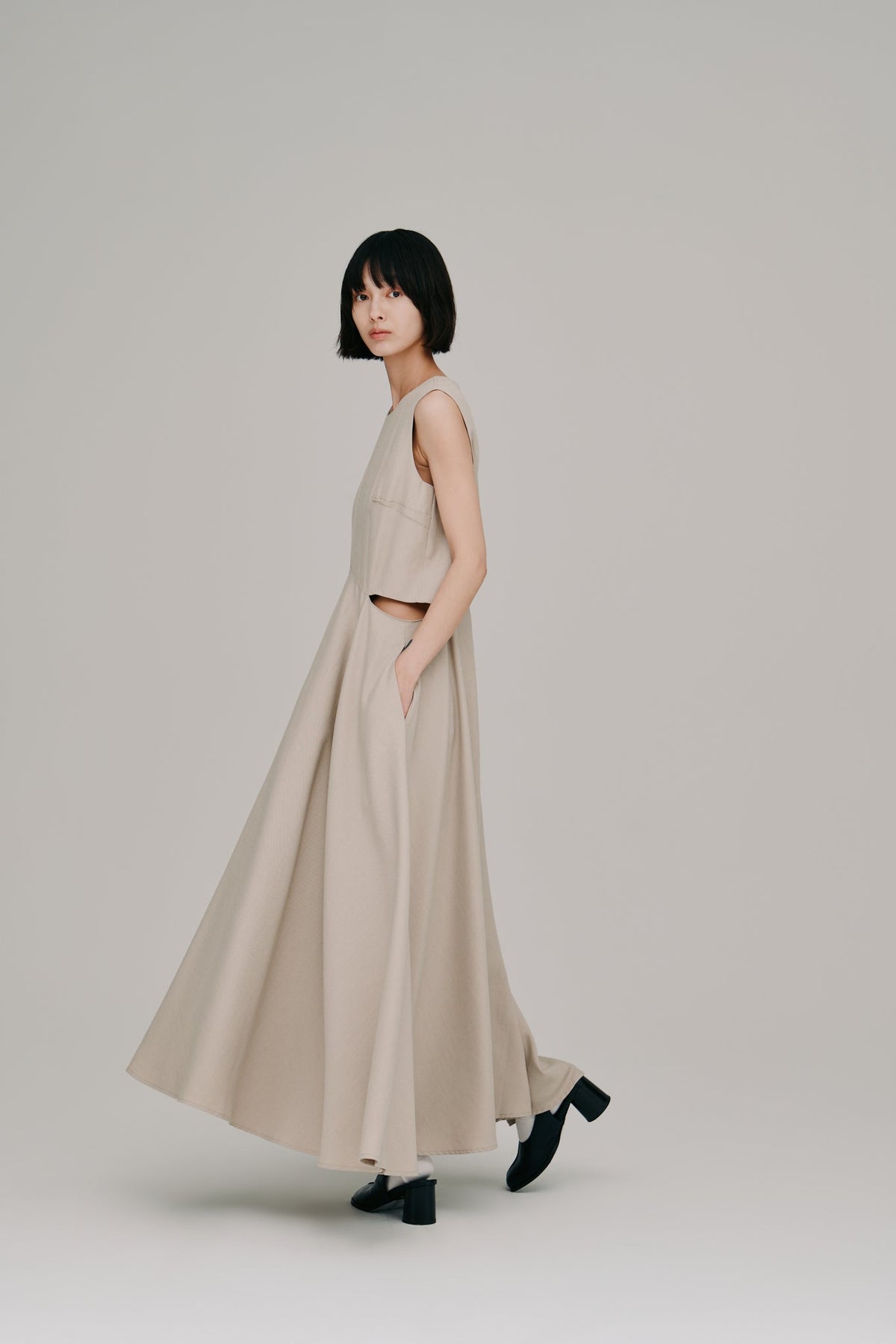 【Hella 2027 SS】side slash flare dress - 5月下旬頃発送 - Champdelarose