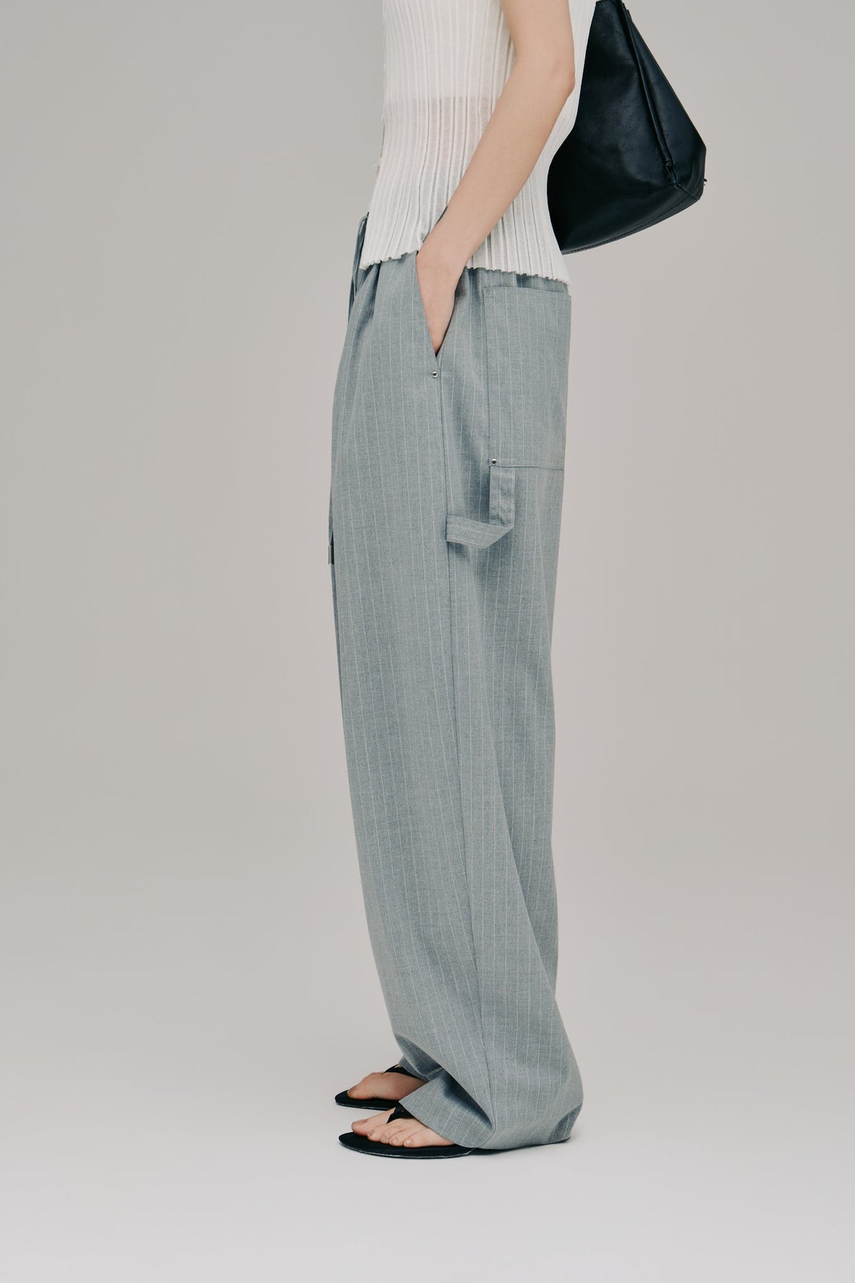 【Hella 2027 SS】stripe gather cocoon pants - 4月下旬頃発送 - Champdelarose