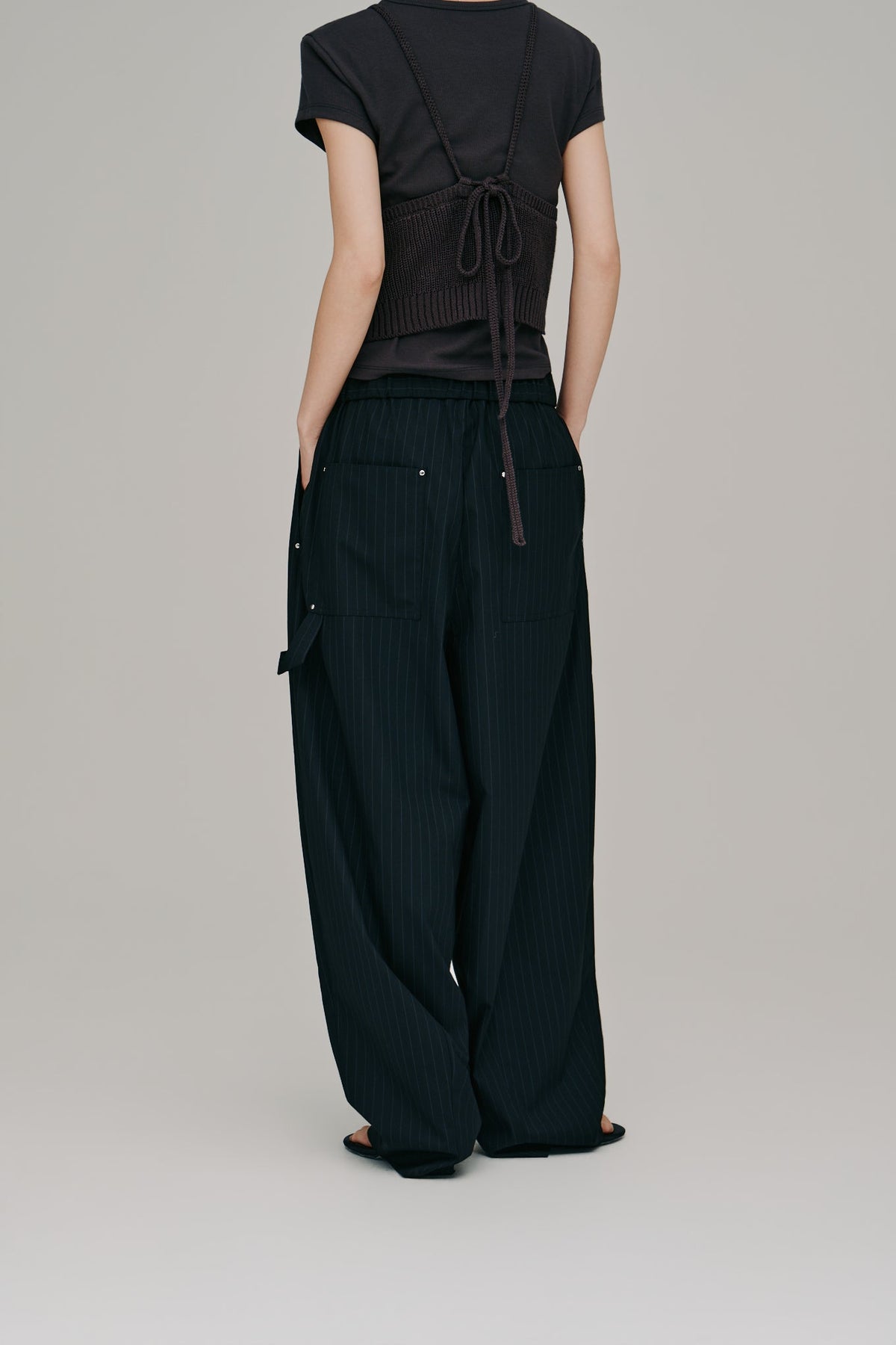 【Hella 2027 SS】stripe gather cocoon pants - 4月下旬頃発送 - Champdelarose