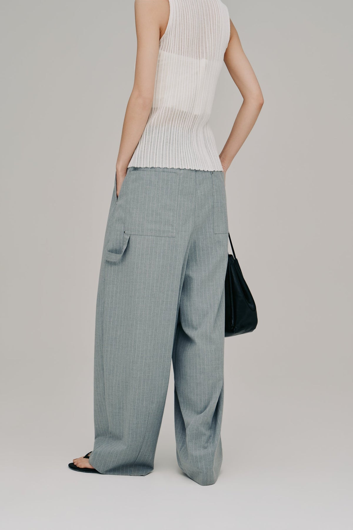 【Hella 2027 SS】stripe gather cocoon pants - 4月下旬頃発送 - Champdelarose