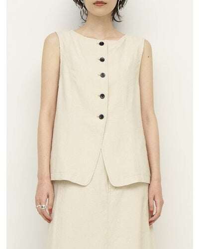 [CHIGNON 2026 SS COLLECTION] Linen-blend gilet TOPS