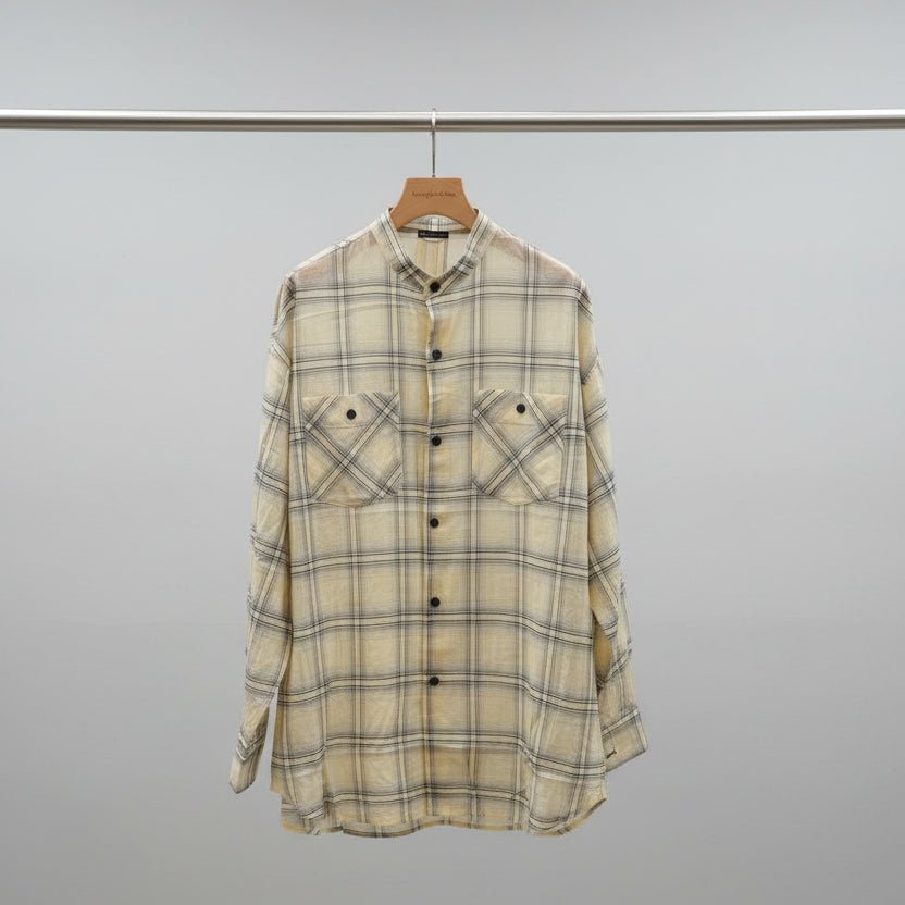 【KHA:KI】SHEER CHECK OVER SHIRTS - Champdelarose