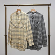 【KHA:KI】SHEER CHECK OVER SHIRTS - Champdelarose