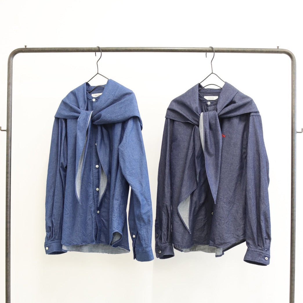 【LE MELANGE 2026 Autumn】大判スカーフ付きデニムシャツ - Champdelarose