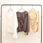 【LE MELANGE 2026 Autumn】バードクロスラッフルカラーブラウス - Champdelarose