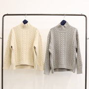 【LE MELANGE 2026 Autumn】ケーブル編みハイネックプルオーバー - Champdelarose