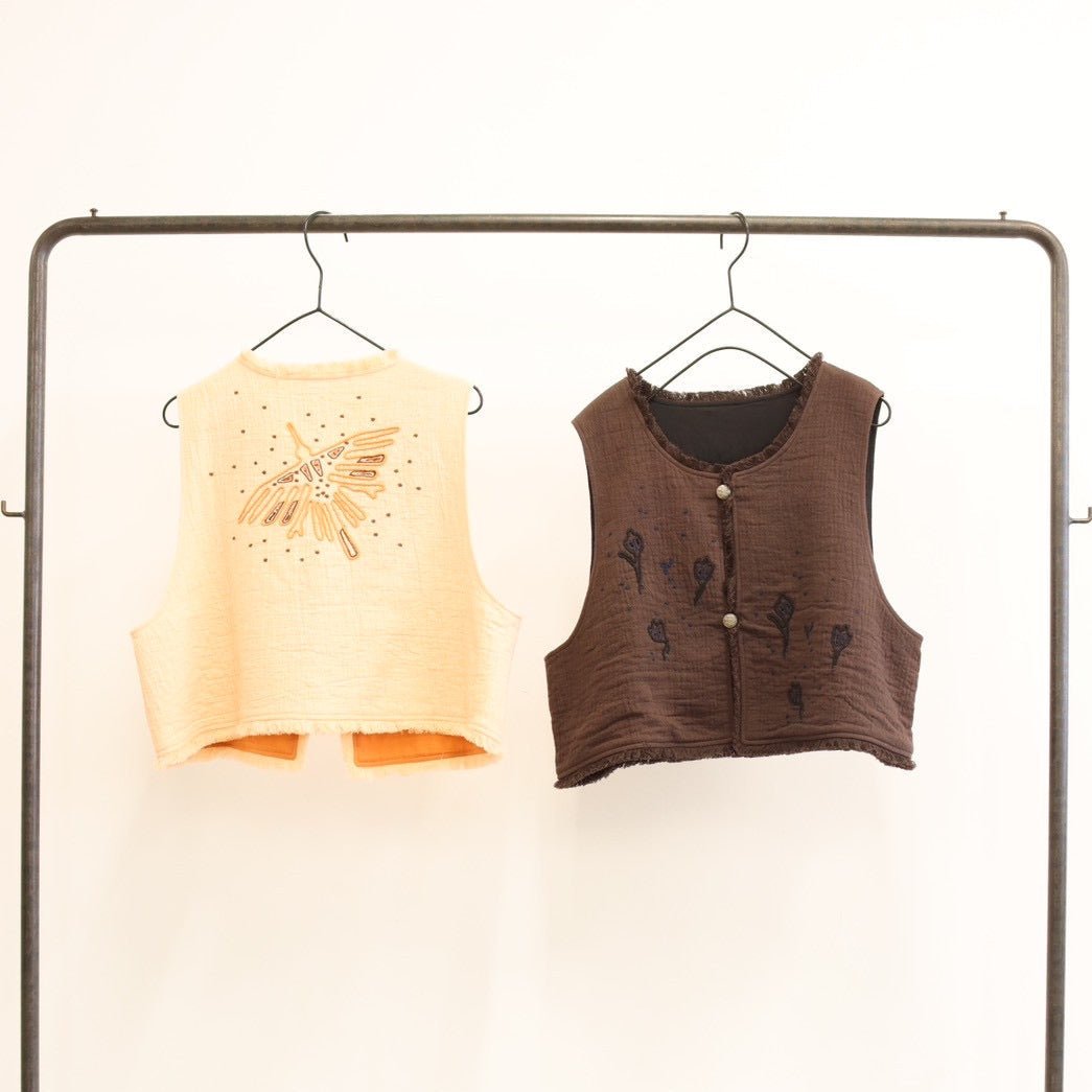 【LE MELANGE 2026 Autumn】コットンWガーゼ刺繍ベスト - Champdelarose