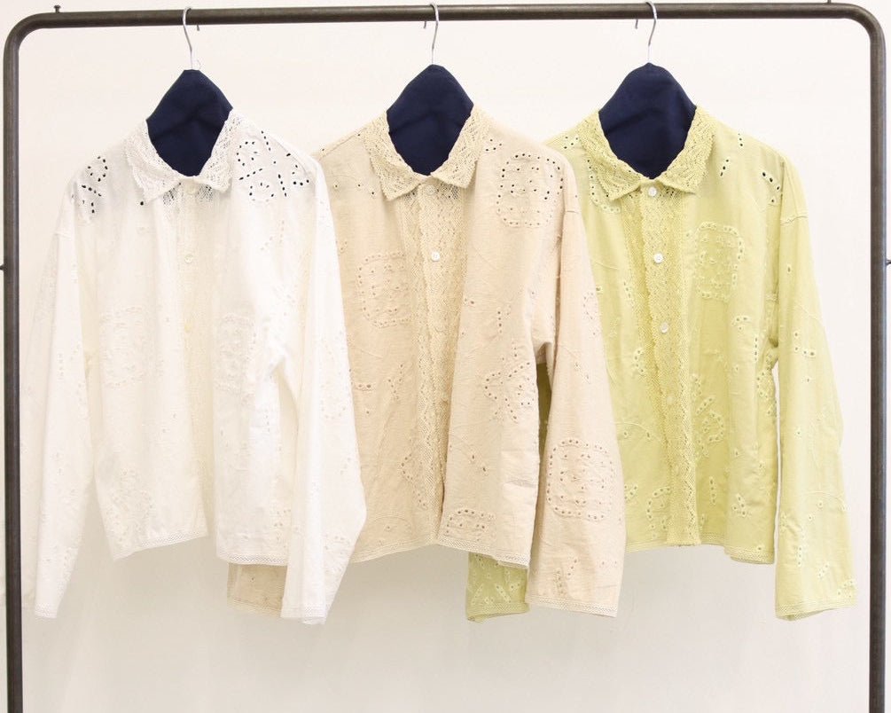 【LE MELANGE 2026 Winter】コットンリネン刺繍シャツ - 12月下旬頃発送 - Champdelarose
