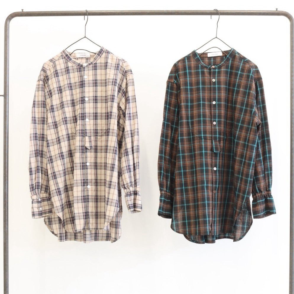 【LE MELANGE 2027 SPRING】マドラスチェックバンドカラーシャツ - 2月下旬頃発送 - Champdelarose