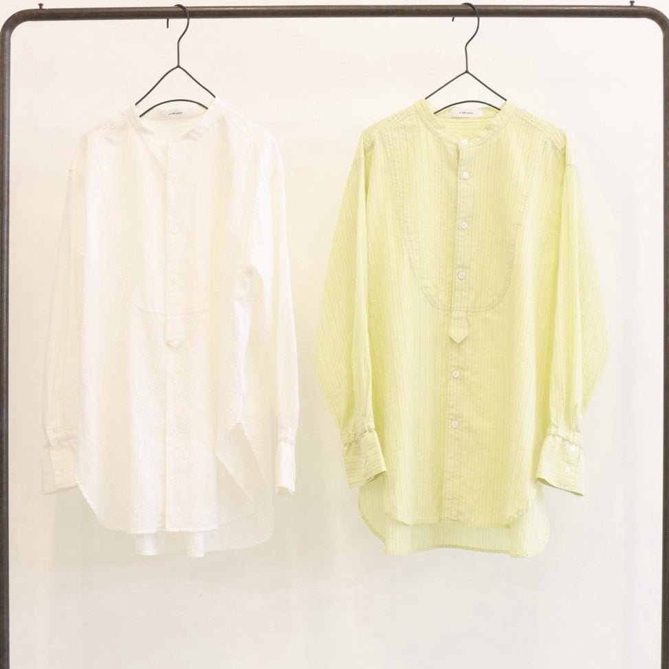 【LE MELANGE 2027 SPRING】ストライプドビーバンドカラーシャツ - 2月下旬頃発送 - Champdelarose