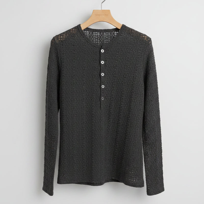 【LE MELANGE】ラッセルレースヘンリーネックプルオーバー - Champdelarose