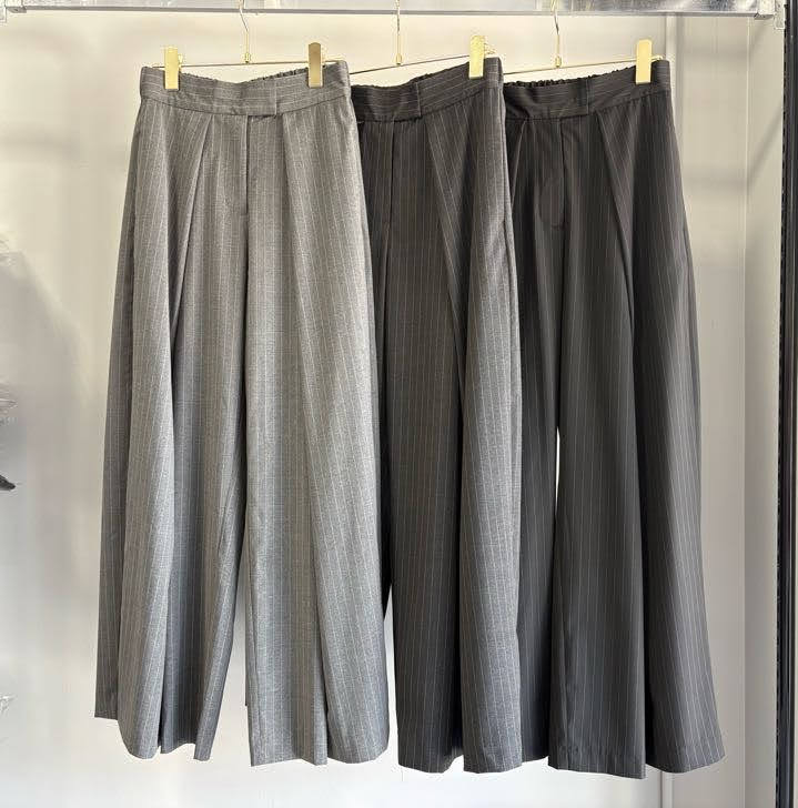 【MARGAUX 2026 FALL】ピンストライプワイドパンツ - Champdelarose