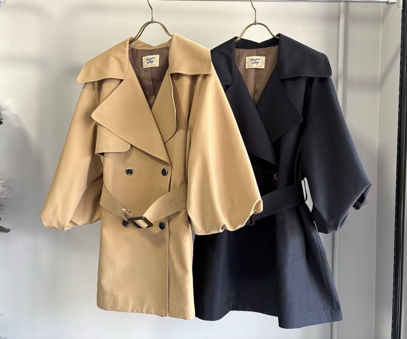 【MARGAUX 2026 FALL】バルーンスリーブミドル丈トレンチ - Champdelarose