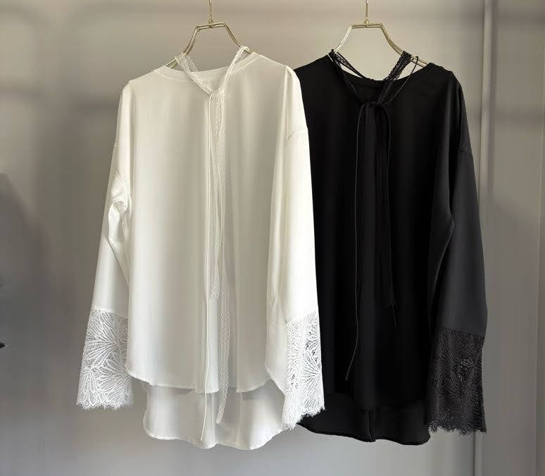 【MARGAUX 2026 FALL】シアーロンTEE カフスレース - Champdelarose