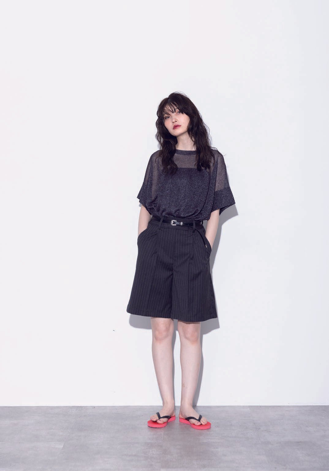 【MARGAUX 2026 SS】ピンストライプハーフパンツ - Champdelarose