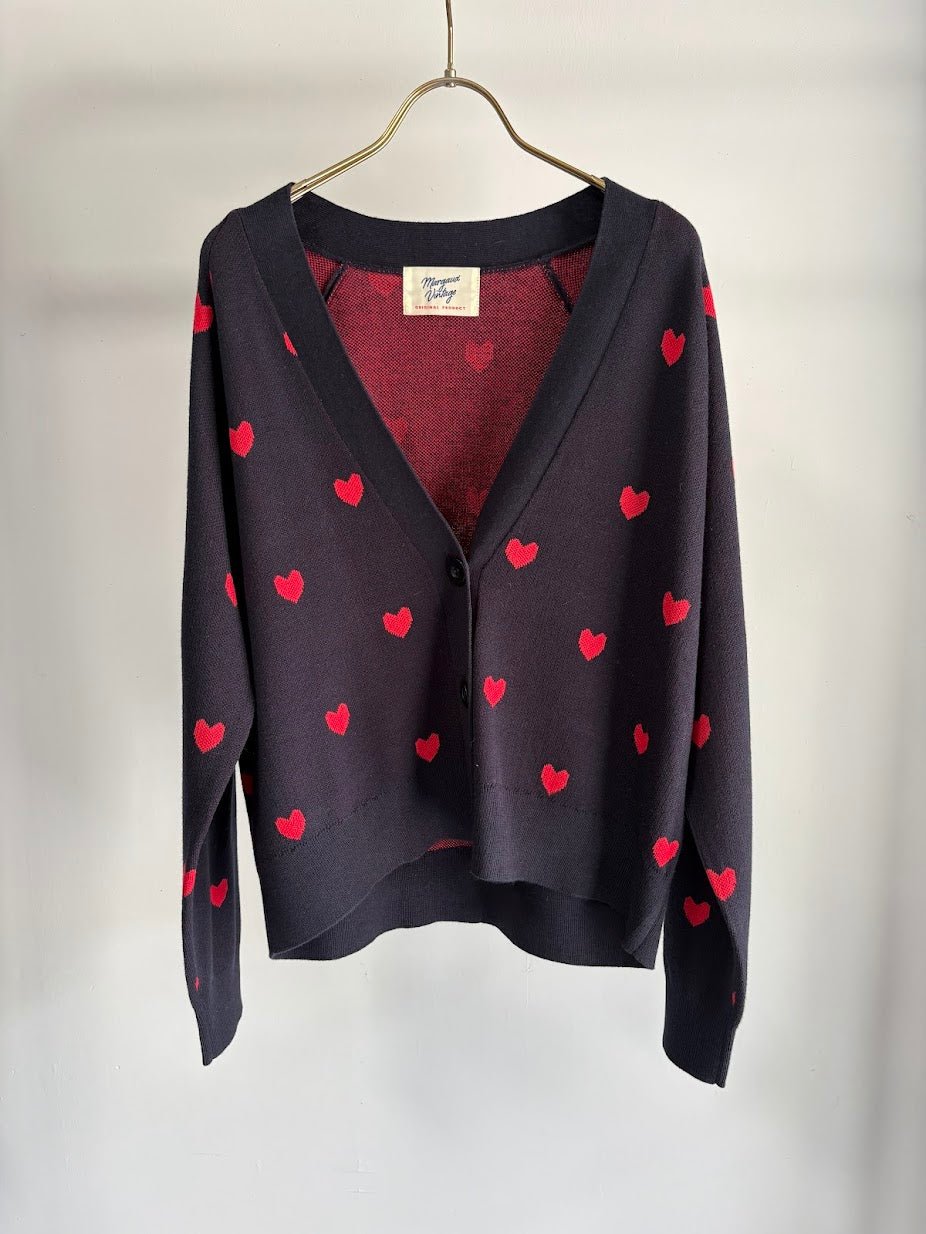 【MARGAUX VINTAGE 2026 PRE SPRING】ハート柄Vネックカーディガン - Champdelarose