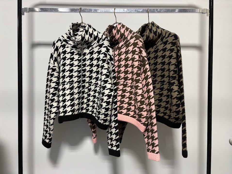 【MARUGAUX 2026 AW】千鳥柄ニットZIPカーディガン - 10月下旬頃発送 - Champdelarose