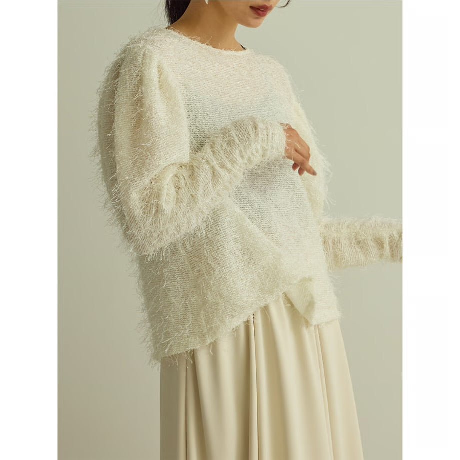 【MEWL 2025 AUTUMN】シアーツイードパフスリーブTOPS - Champdelarose