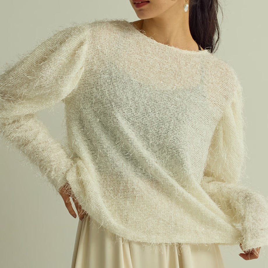 【MEWL 2025 AUTUMN】シアーツイードパフスリーブTOPS - Champdelarose