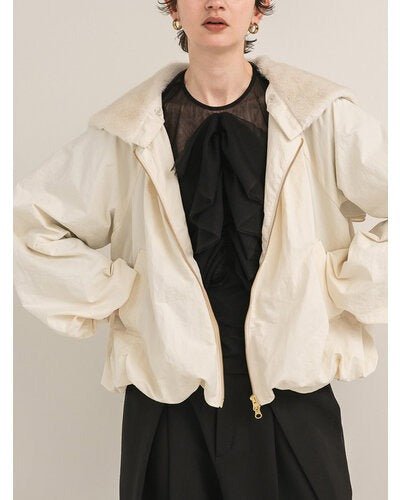 【Mewl 2026 AUTUMN】2WAYファーフードブルゾン - Champdelarose