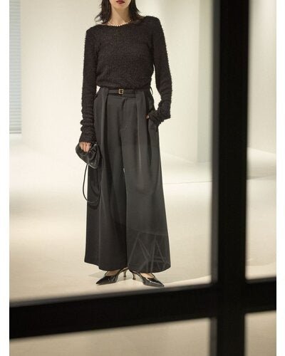 【Mewl 2026 PRE SPRING】ベルト付タックワイドPT - Champdelarose