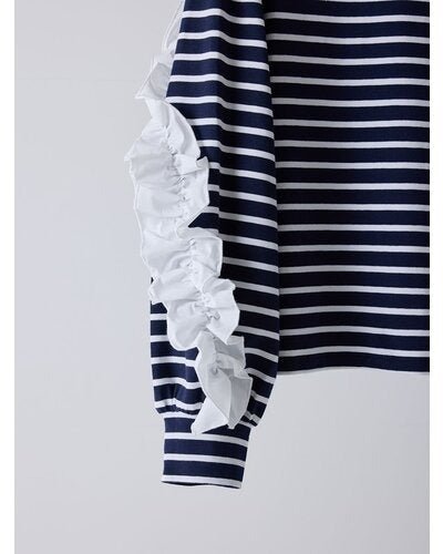 【Mewl 2026 PRE SPRING】ボーダーフリルスリーブTOPS - Champdelarose