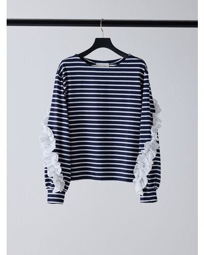 【Mewl 2026 PRE SPRING】ボーダーフリルスリーブTOPS - Champdelarose