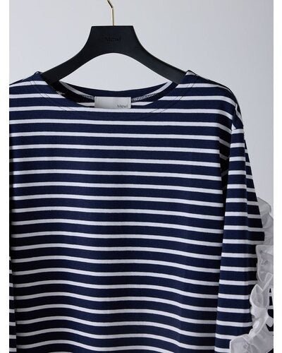 【Mewl 2026 PRE SPRING】ボーダーフリルスリーブTOPS - Champdelarose