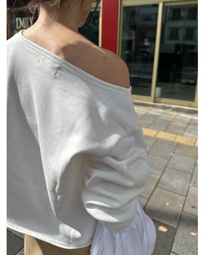 【Mewl 2026 SPRING】オフショルシャツスリーブスウェット - Champdelarose