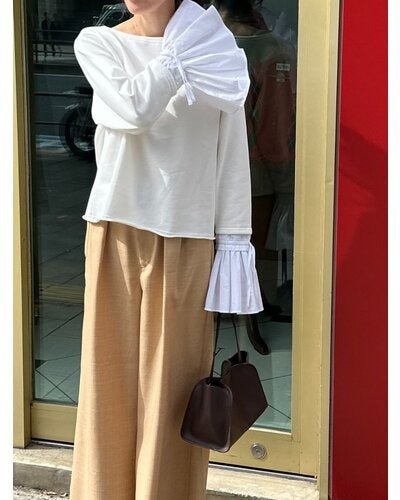 【Mewl 2026 SPRING】オフショルシャツスリーブスウェット - Champdelarose