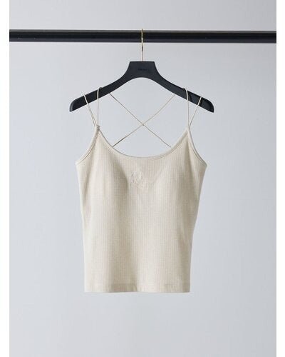 【Mewl 2026 SPRING】ラメリブカップ付きキャミ - Champdelarose