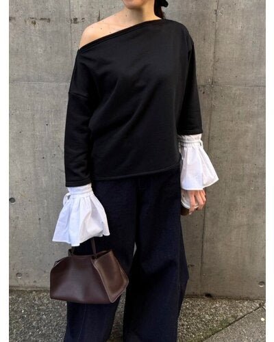 【Mewl 2026 SPRING】オフショルシャツスリーブスウェット - Champdelarose
