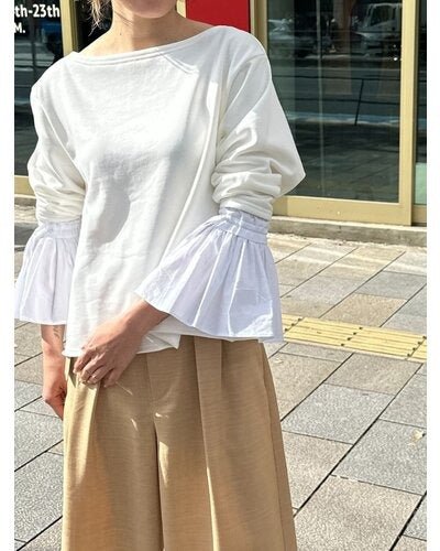 【Mewl 2026 SPRING】オフショルシャツスリーブスウェット - Champdelarose