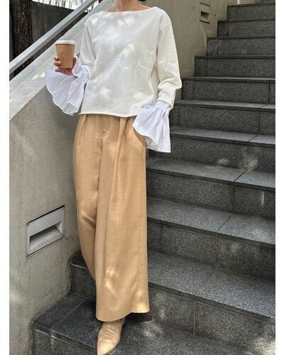 【Mewl 2026 SPRING】オフショルシャツスリーブスウェット - Champdelarose