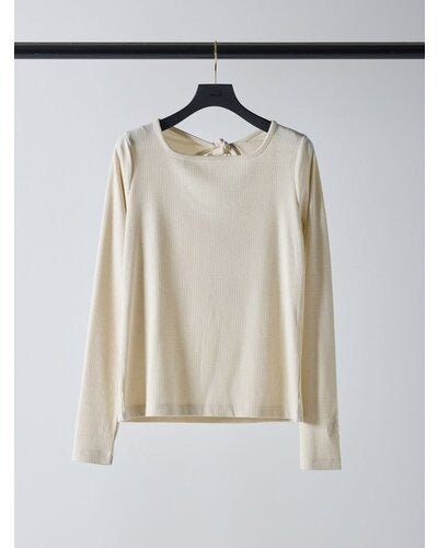 【Mewl 2026 SPRING】ラメリブバックリボンTOPS - Champdelarose