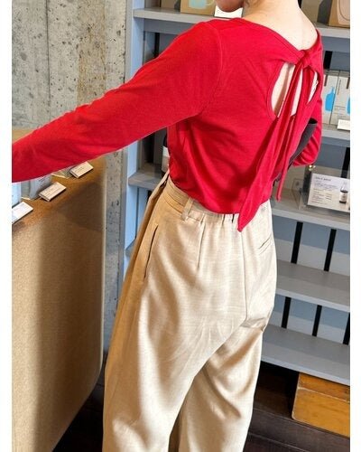 【Mewl 2026 SPRING】ラメリブバックリボンTOPS - Champdelarose