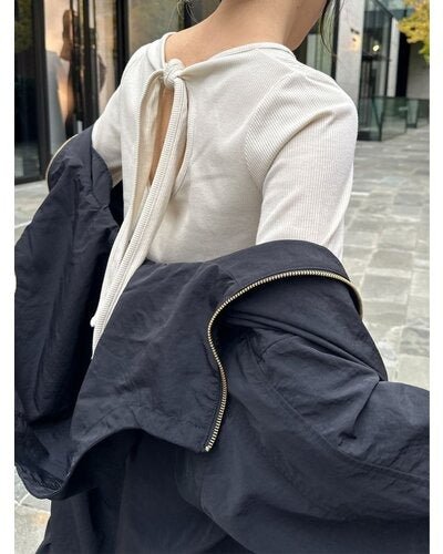 【Mewl 2026 SPRING】ラメリブバックリボンTOPS - Champdelarose
