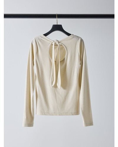 【Mewl 2026 SPRING】ラメリブバックリボンTOPS - Champdelarose