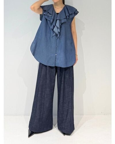 【MEWL 2026 SUMMER COLLECTION】3ozデニムラッフルBL - Champdelarose