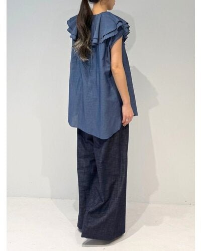 【MEWL 2026 SUMMER COLLECTION】リネンデニムワイドPT - Champdelarose