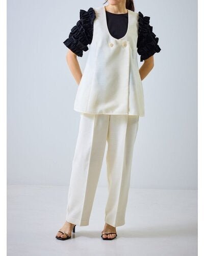 【MEWL 2026 SUMMER COLLECTION】Uネックリネンツイードジレ - Champdelarose