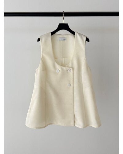 【MEWL 2026 SUMMER COLLECTION】Uネックリネンツイードジレ - Champdelarose