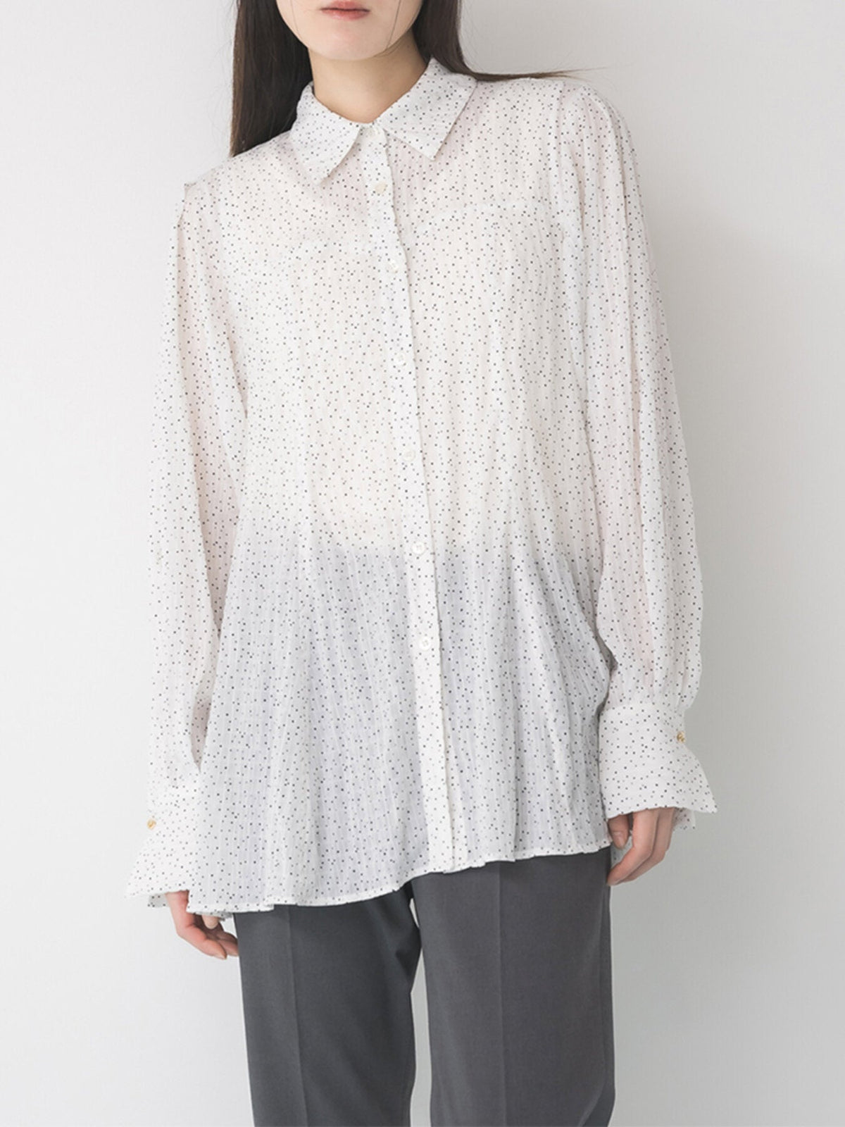 【Mewl 2027 PRE SPRING】DOT SHEER SHIRT - 1月中旬頃発送 - Champdelarose